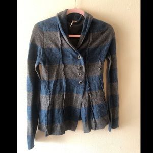 Free People Wool Angora Striped Cardigan
